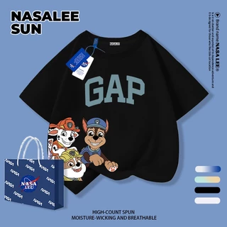 จัดส่งภายใน 48 ชั่วโมง เสื้อยืดผ้าฝ้ายสีขาวสำหรับเด็ก NASA พิมพ์ลาย Paw Patrol อายุ 3-16 ปี เสื้อแขนสั้นสวมใส่สบายสำหรับเด็กชายและเด็กหญิง
