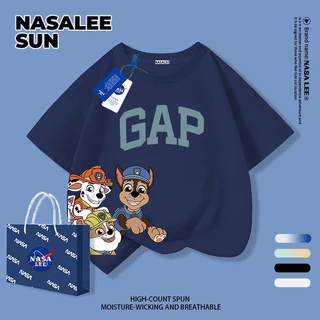 จัดส่งภายใน 48 ชั่วโมง เสื้อยืดผ้าฝ้ายสีขาวสำหรับเด็ก NASA พิมพ์ลาย Paw Patrol อายุ 3-16 ปี เสื้อแขนสั้นสวมใส่สบายสำหรับเด็กชายและเด็กหญิง