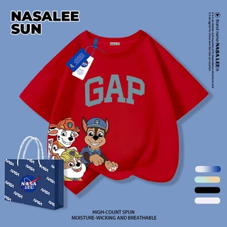จัดส่งภายใน 48 ชั่วโมง เสื้อยืดผ้าฝ้ายสีขาวสำหรับเด็ก NASA พิมพ์ลาย Paw Patrol อายุ 3-16 ปี เสื้อแขนสั้นสวมใส่สบายสำหรับเด็กชายและเด็กหญิง