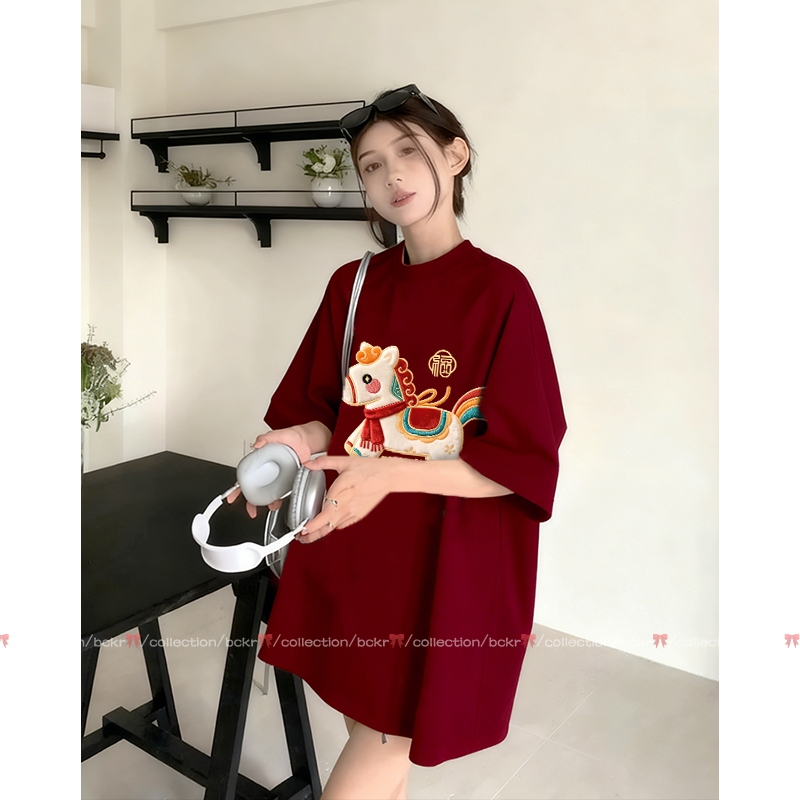 【จัดส่งตลอด 24 ชั่วโมง】🔥BCKR เฉพาะกลุ่ม ลิมิเต็ดปีม้า เสื้อผญ เสื่อยืด🐴oversize คอกลม เสื้อYG3763 - รูปที่ 2