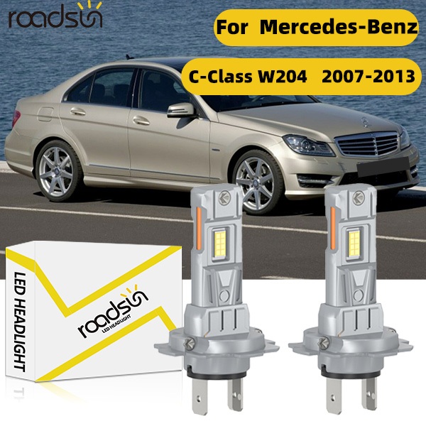 Fit สําหรับ Mercedes-Benz C-Class W204 2007-2013 ไฟหน้ารถหลอดไฟ Super White ฮาโลเจน 800% ความสว่าง High Beam Low Beam 100W 6000K 20000LM Plug-N- Play Canbus ไม่มีข้อผิดพลาด