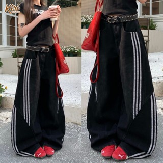 2สี กางเกงยีนส์ สไตล์baggy สไตล์วินเทจ ต่อสลับ ออกแบบสวย#101…