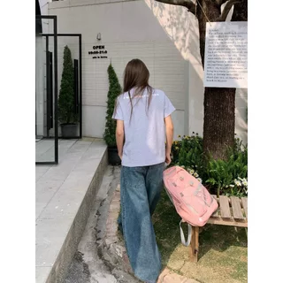 2สี กางเกงยีนส์ สไตล์baggy สไตล์วินเทจ ต่อสลับ ออกแบบสวย#101323