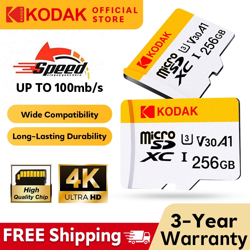การ์ด KODAK Micro SD V30 U3 สําหรับวิดีโอ 4K - การ์ดหน่วยความจําความเร็วสูงสําหร