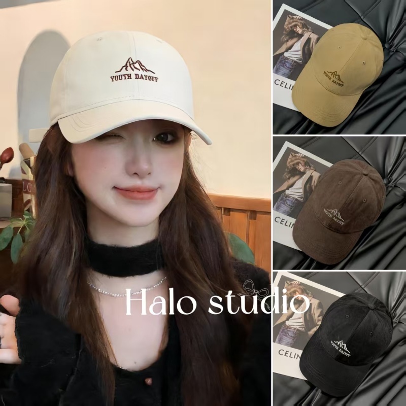 Halo studio พร้อมส่ง🔥หมวกแก๊ปทรงเรโทร ด้านหน้าใส่ได้สองด้าน เหมาะสำหรับทุกฤดูกาล