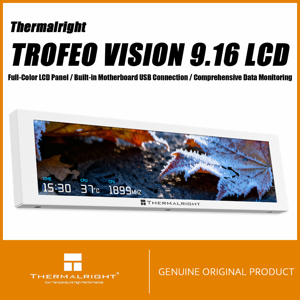 Thermalright Trofeo Vision 9.16 LCD สีขาว, 9.16 นิ้ว Full-Color LCD Magnetic Display Screen, 1920x48