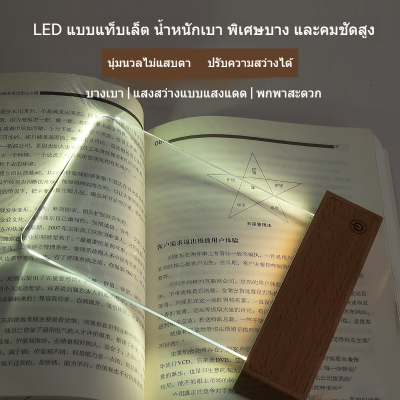 ไม้แบนไฟอ่านหนังสือไฟ นํา หนังสือกลางคืนอ่าน ยูเอสบี ชาร์จหมายเหตุคณะกรรมการโคมไฟแบบพกพาข้อความคณะกรรมการโคมไฟไม้เนื้อแข็งตารางการศึ