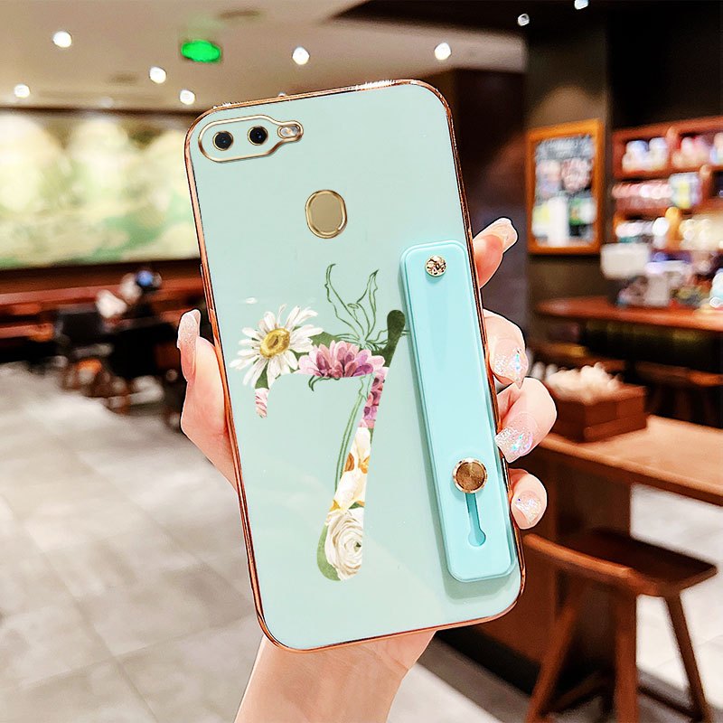 YBD เคสโทรศัพท์สําหรับ OPPO A5S A7 A12 A11K A3S A12E Realme C1 Lucky Number 71 ดอกไม้สไตล์สายรัดข้อม
