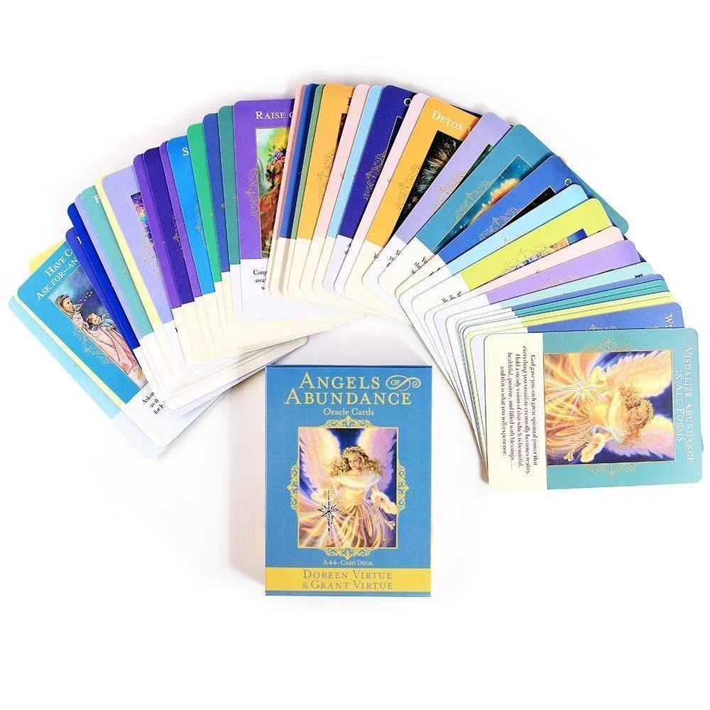[คลังสินค้าพร้อม] 10.5 * 7.3 ซม. Rich Angel Oracle Card Angels of Abundance Oracle เกมกระดานภาษาอังก