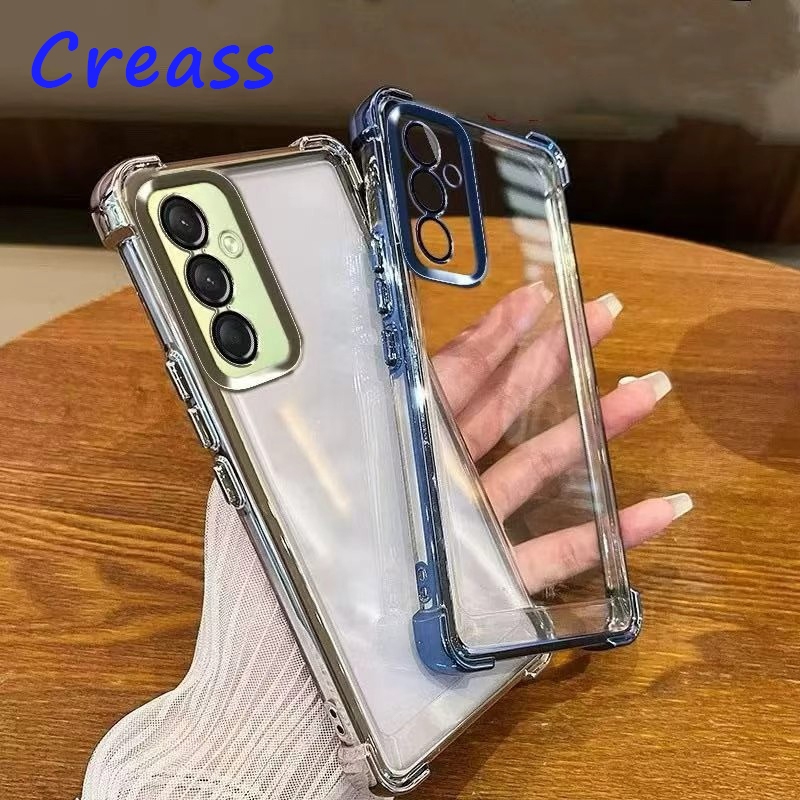 01เคสขอบสี กันกระแทกหรูหรา สำหรับ Samsung S25FE S24FE A57 A37 A55 A15 A05S A07 A17 A56 A16 A06 ปกป้องกล้องอะคริลิคใส