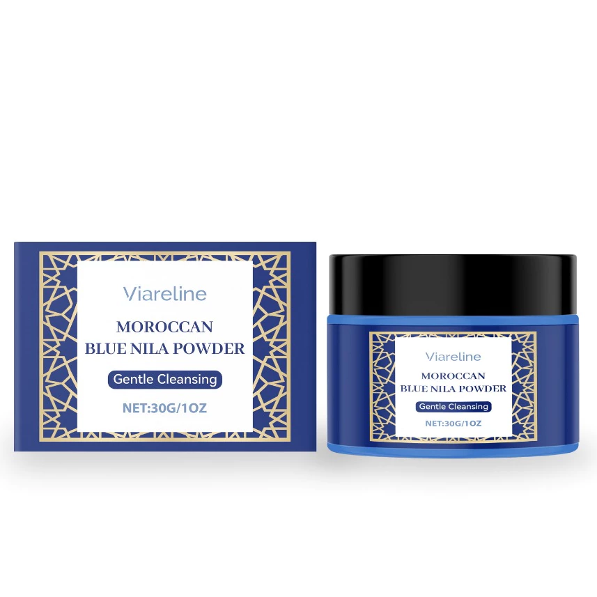 Viareline Moroccan Nila Powder - – Natural Blue Clay Mask for Face 30g Skin Gentle Cleansing & brightening
