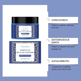 Viareline Moroccan Nila Powder - – Natural Blue Clay Mask for Face 30g Skin Gentle Cleansing & brightening
