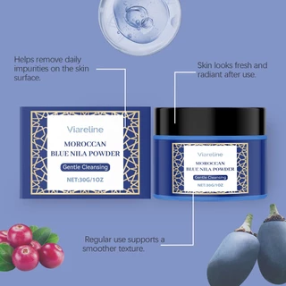 Viareline Moroccan Nila Powder - – Natural Blue Clay Mask for Face 30g Skin Gentle Cleansing & brightening