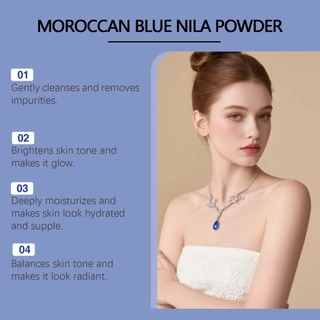 Viareline Moroccan Nila Powder - – Natural Blue Clay Mask for Face 30g Skin Gentle Cleansing & brightening