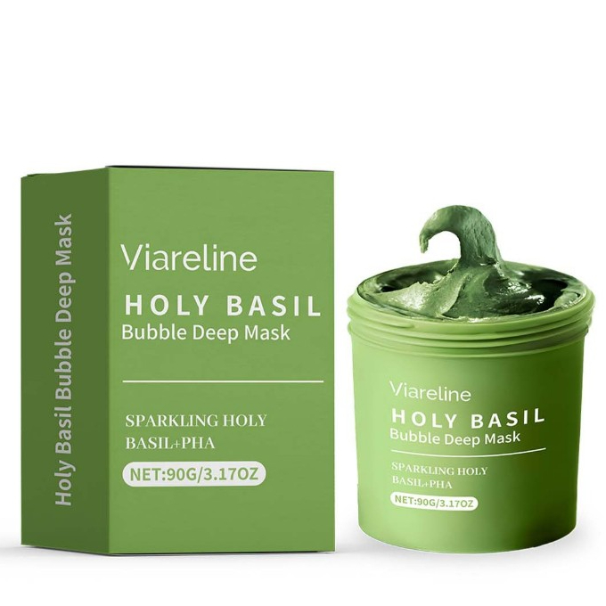 Viareline Holy Basil Bubble Deep Mask 90g ทําความสะอาดล้ําลึก