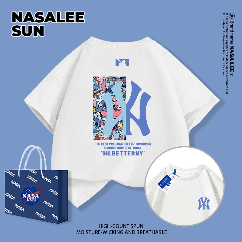 【จัดส่งภายในวัน】เสื้อยืดผ้าฝ้ายสีขาวลายพิมพ์สไตล์ NASA สำหรับเด็ก ใส่สบาย 1-14 ปี สำหรับเด็กชายและเด็กหญิง ของขวัญวันเด็ก เสื้อแขนสั้นสวมใส่สบาย