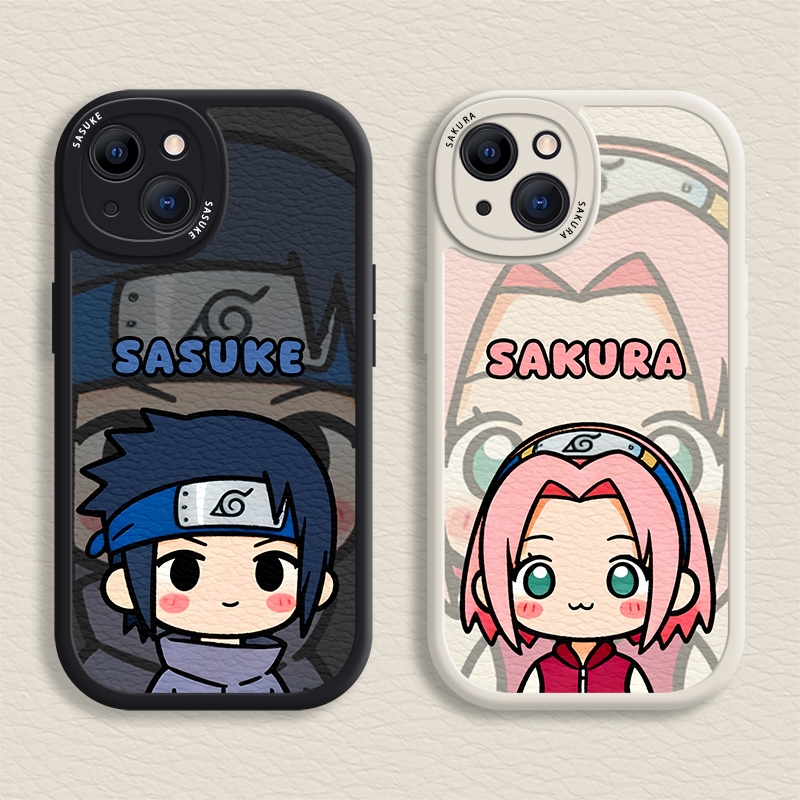 เคส iPhone สําหรับ 16 / 15 / 14 / 13 / 12 / 11 Promax Naruto รุ่น Q Sasuke & Sakura Soft Casing สําห