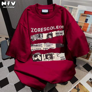 NFV พร้อมส่ง✨เสื้อยืดคอกลม สไตล์อเมริกันวินเทจ ใส่สบาย ขนาดใ…