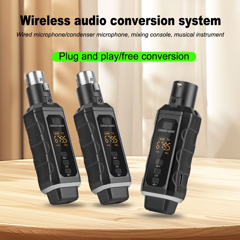 U2 XLR ไมโครโฟนแบบมีสายเครื่องส่งสัญญาณเสียงไร้สาย 0V/48V สําหรับแบบไดนามิกคอนเดนเซอร์ไมโครโฟนกีตาร์ผสม