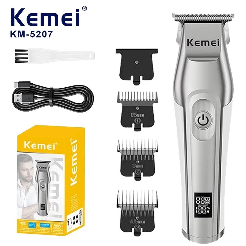Kemei ตัดผมไร้สาย Zero Gap Hair Trimmer ปัตตาเลี่ยนไฟฟ้าแบบชาร์จไฟได้ Professional Finish เครื่องตัดผมสําหรับผู้ชาย