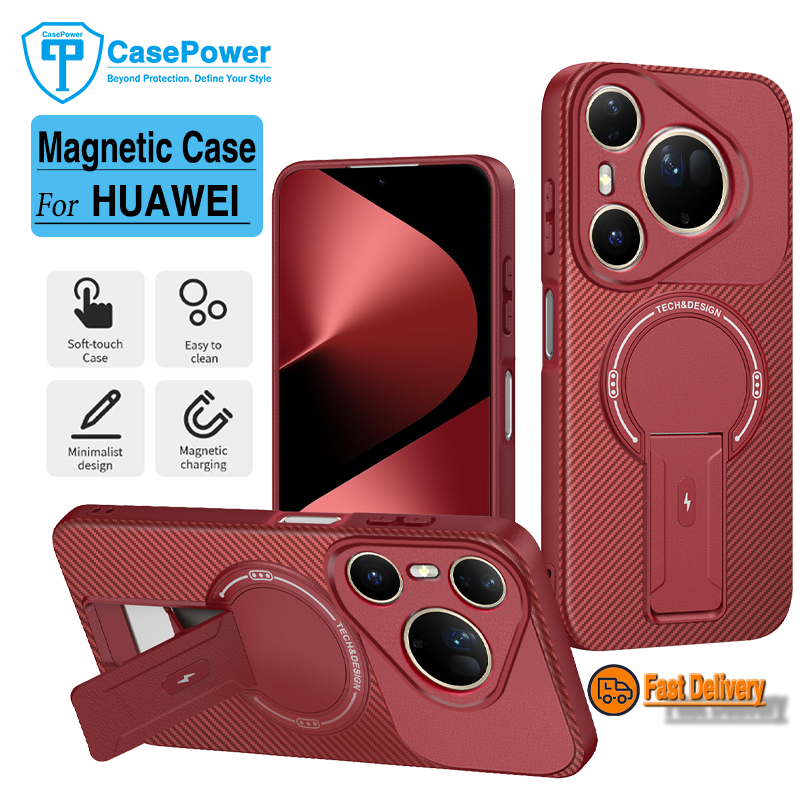 CasePower สําหรับ Huawei Pura 80 70 Pro Plus Ultra TPU Case พร้อม PC Hidden Car Mount & Magnetic การออกแบบกันกระแทกคาร์บอนไฟเบอร์ Texture