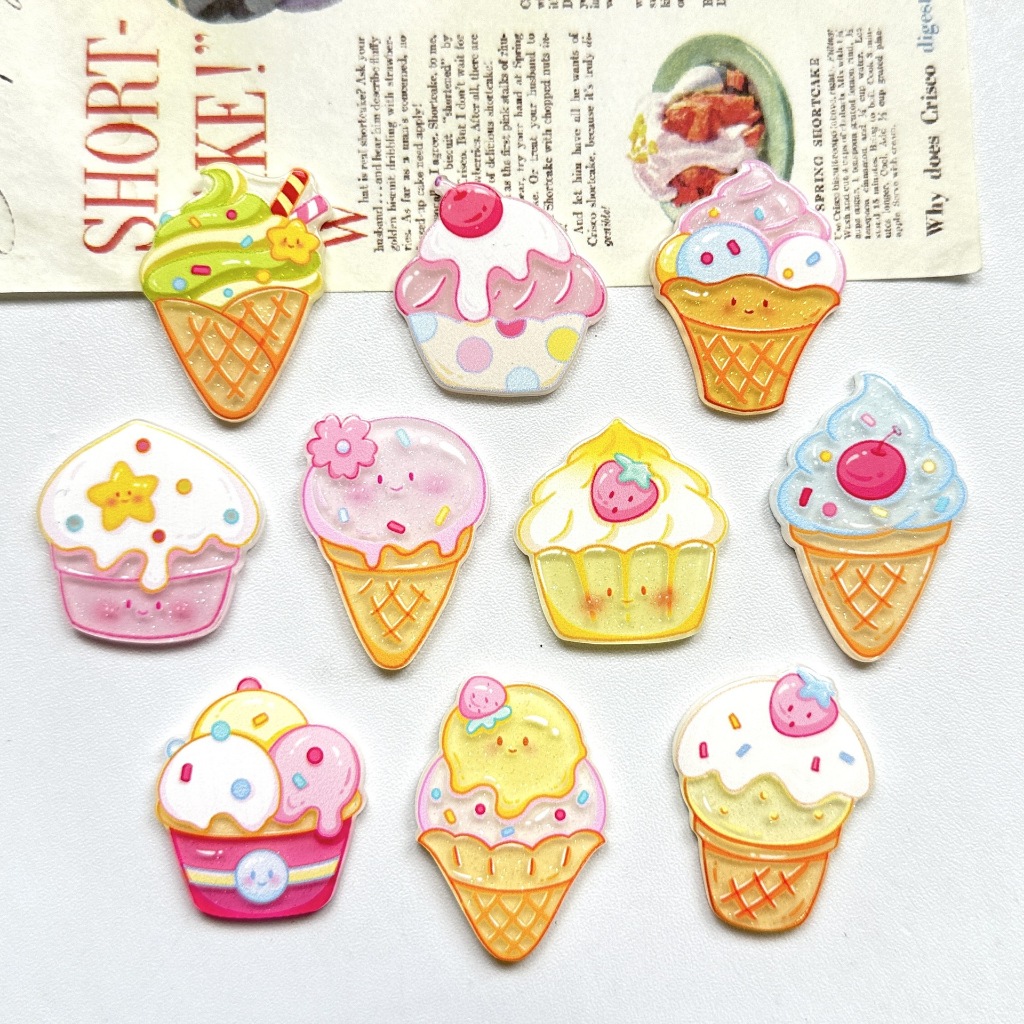 เข็มกลัด ลายการ์ตูนไอศกรีมน่ารัก DIY สําหรับตกแต่งเสื้อผ้า กระเป๋าเดินทาง