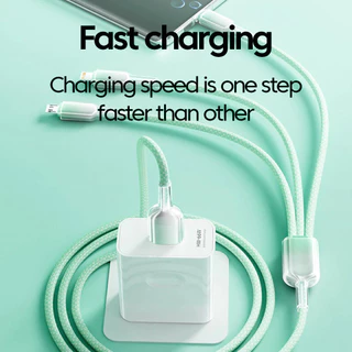 120W เคสไล่ระดับสีโปร่งใส Ultra-Fast Three-in-One สายชาร์จไนลอนถักสายเคเบิลข้อมูล USB to iOS/Type-C/Micro USB สายชาร์จโทรศัพท์มือถือ เหมาะสําหรับโทรศัพท์มือถือ/แท็บเล็ตพีซี/แล็ปท็อป