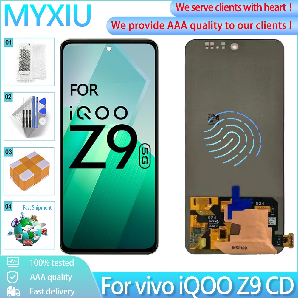 Original AMOLED สําหรับ vivo iQOO Z9 5G I2218 จอแสดงผล LCD Digitizer Assembly สําหรับ VIVO iQOO Z9 T