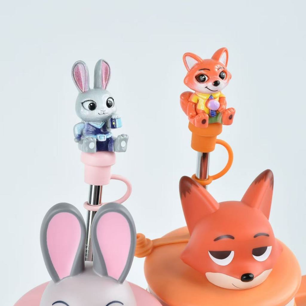 แนวสัตว์! จุกฟางกันฝุ่นซิลิโคน เหมาะสําหรับอุปกรณ์เสริมขวดน้ํา Stanley/Starbuck