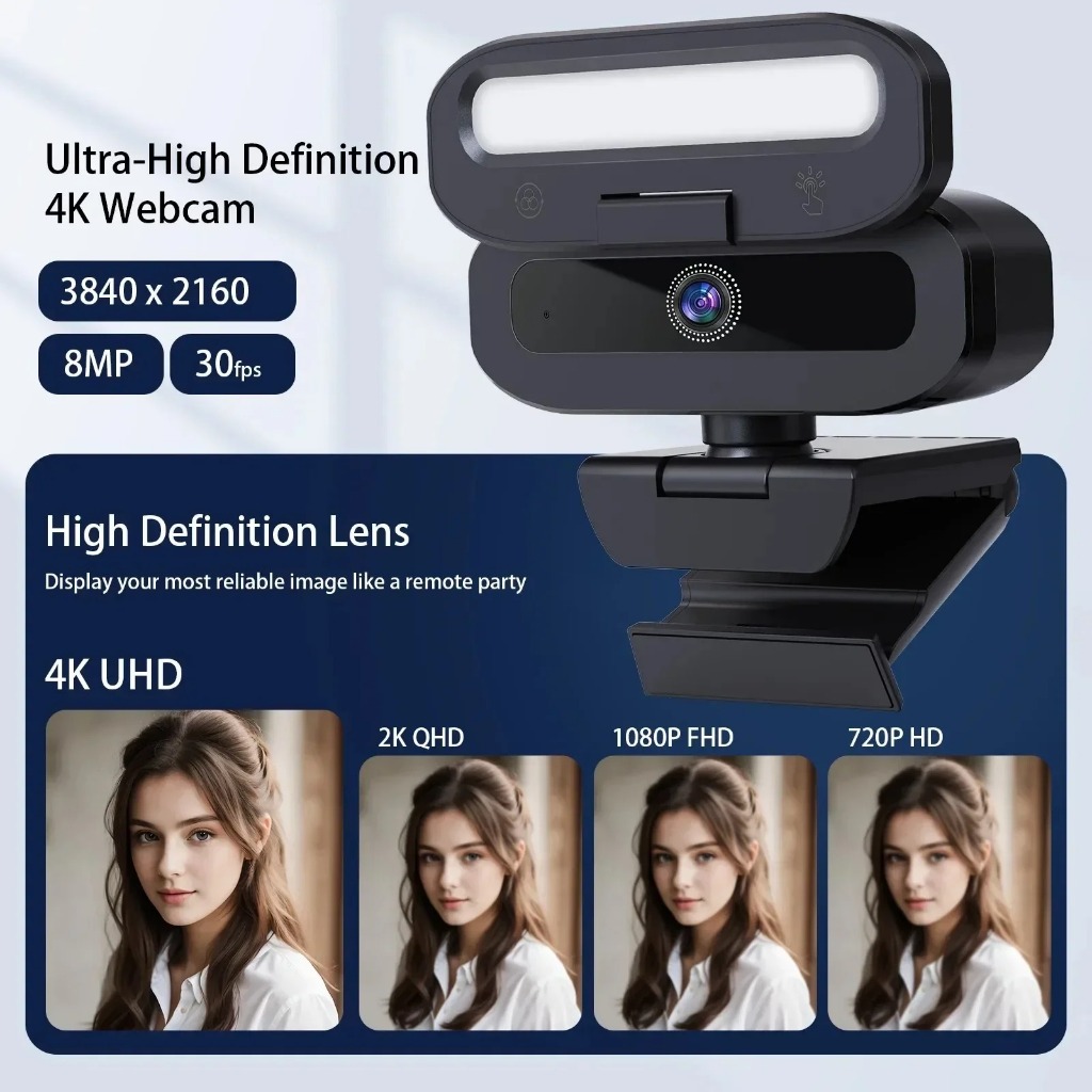 4K Webcam เว็บแคม USB Webcam for PC Laptop กล้อง Webcam 2K Webcam 1080p with Microphone Privacy Cove