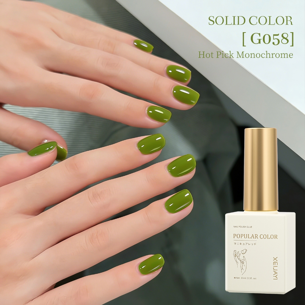 XEIJAYI 15ml - ยาทาเล็บเจลสีเขียวใบบัว ติดทนนาน เหมาะสำหรับร้านทำเล็บและทำเองที่บ้าน
