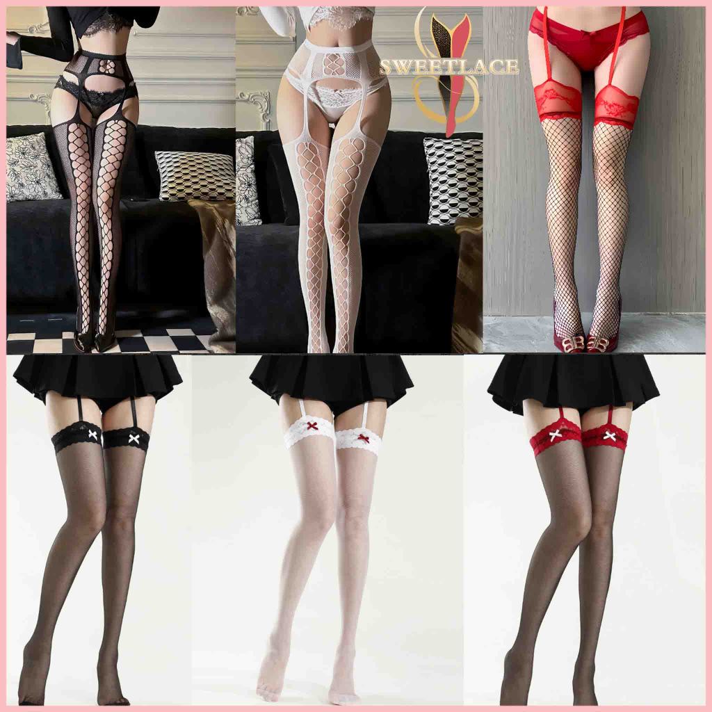 📢พร้อมส่งในไทย🚀ถุงน่องตาข่ายเซ็กซี่ สต็อกถุงน่องเป้ากลวงลูกไม้ ตาข่ายหลากสไตล์ สำหรับคุณสาวๆ