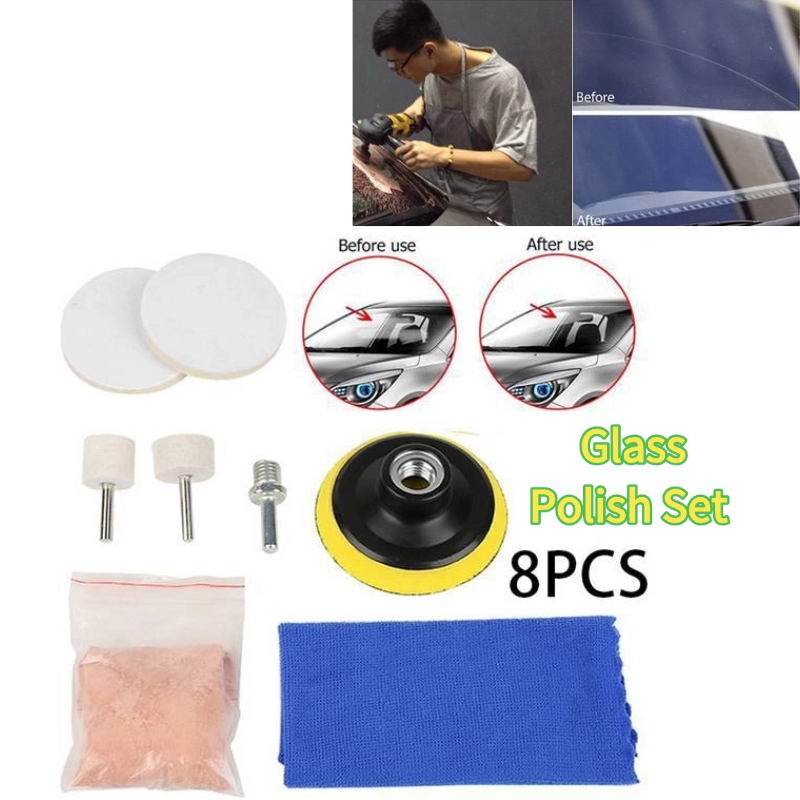 ✨[จัดส่งภายใน 1 วัน]8 ชิ้น Cerium Oxide แก้วขัดผงชุดสําหรับ Deep Scratch Remover สําหรับกระจกกระจกทําความสะอาด Scratch ขายปลีก