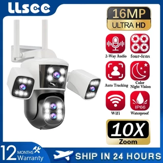 LLSEE 16MP 8K 4 เลนส์ซูมออปติคอล 10 เท่ากล้องวงจรปิดไร้สาย WIFI PTZ กล้องรักษาความปลอดภัย 360 กันน้ำกลางแจ้ง IPC66