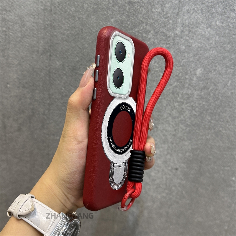 สําหรับ vivo Y36 4G Y36 5G Y27 5G Y03 Y27 4G สีพรีเมี่ยมหนังเนื้อเคสโทรศัพท์โลหะที่วางโทรศัพท์ความงา