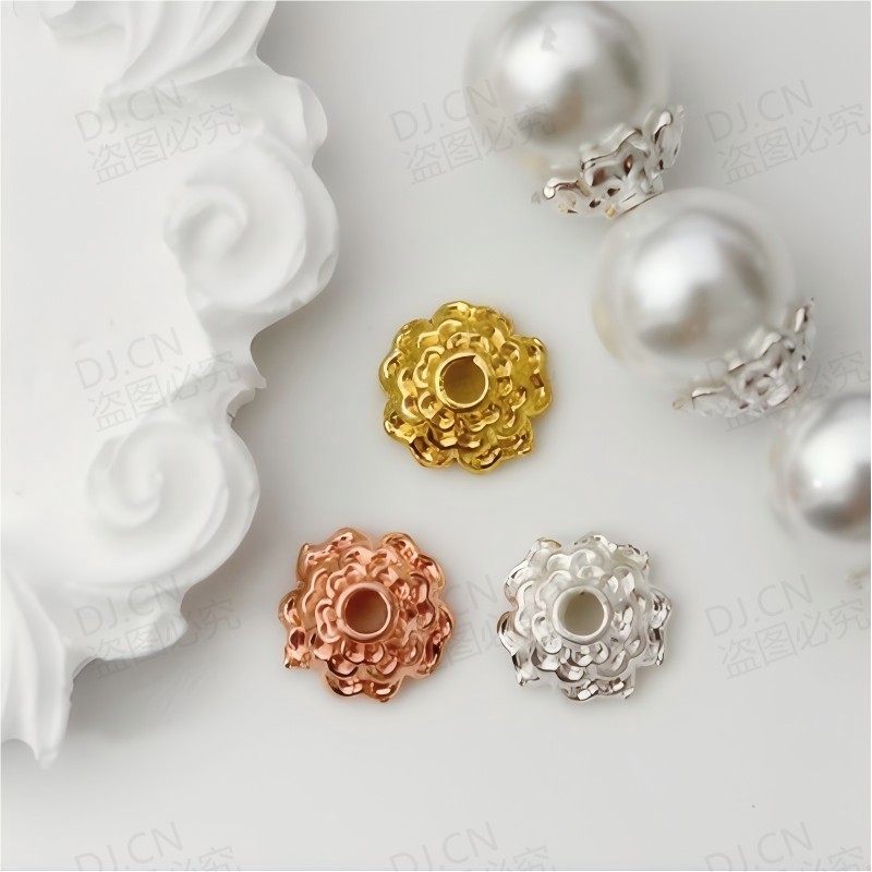 ADJ0901 [สีเดียวกว่า 100 ชิ้นแถม 30 ชิ้น] ที่ใส่ลูกปัด Peony Receptacle 14K Gold สี Retention Handma