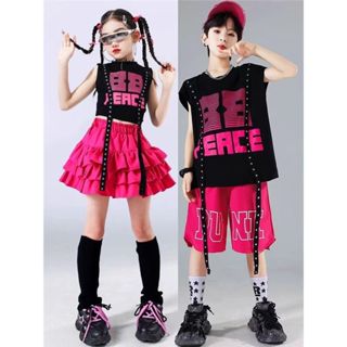 ชุดฮิปฮอปเด็กและวัยรุ่น เครื่องแต่งกายเต้นรำแจ๊ส อินเทรนด์