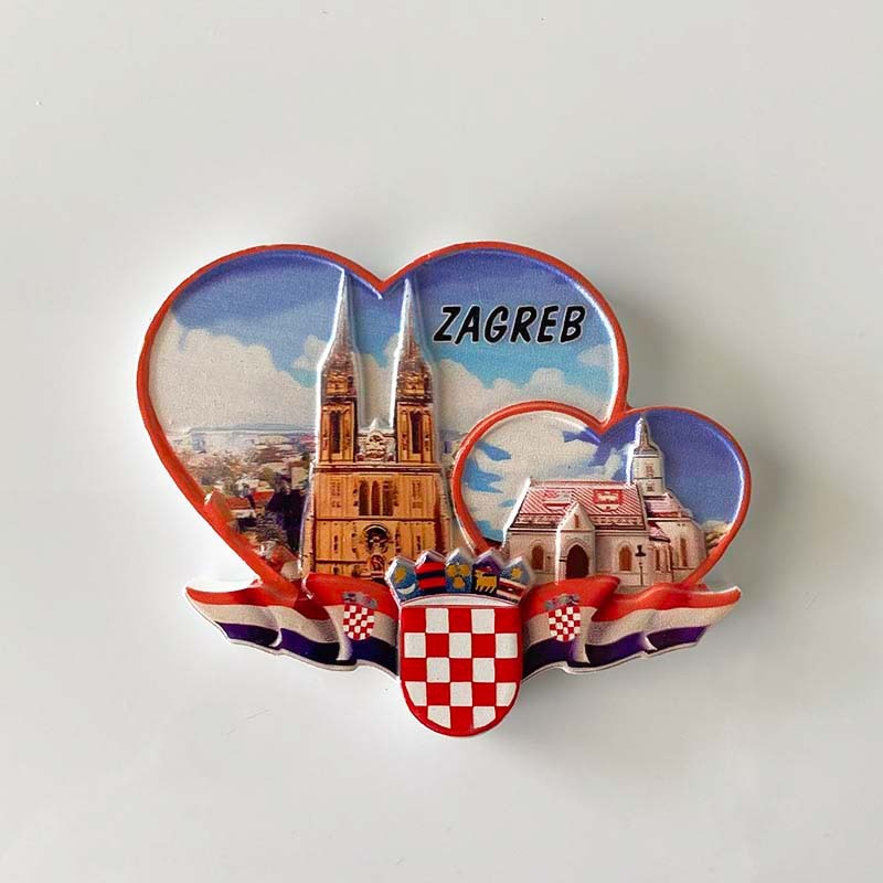 Croatia Zagreb Love ตู้เย็นงานศิลปะแม่เหล็กอาคาร Landmark ตกแต่งบ้านรายการ