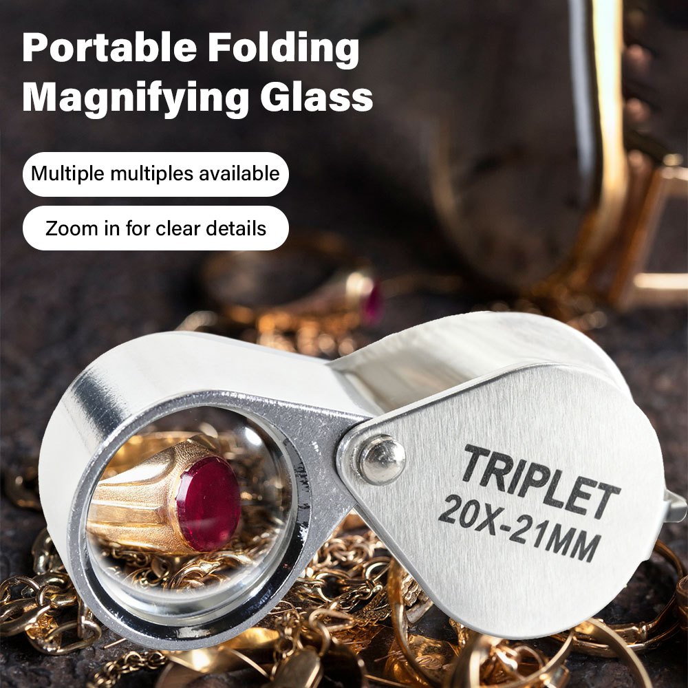 10-30X กระเป๋า Loupe แว่นขยายเครื่องประดับแว่นขยายพับเพชร Lupa Triplet Jewelers Eye Glass เครื่องมืออ่านแว่นขยาย