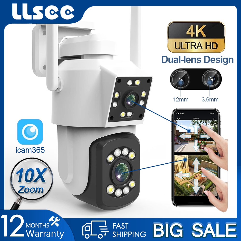 LLSEE icam365 4K 8MP 10X ซูมกล้องวงจรปิดไร้สาย WIFI กล้องรักษาความปลอดภัยกลางแจ้ง 360 การสื่อสารสองท
