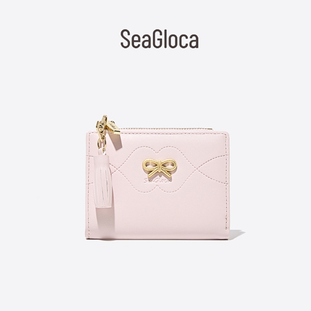 Seagloca ใหม่ขนาดเล็กสดโบว์กระเป๋าสตางค์สั้นขนาดกะทัดรัด Multi-Card กระเป๋าสตางค์สําหรับผู้หญิงไม่มี 1946
