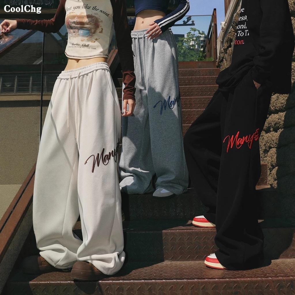 CoolChgกางเกงวอร์มขายาวลําลอง เอวยางยืด ทรงหลวม ขนาดใหญ่ แฟชั่นสําหรับผู้ชาย ไซซ์ M - 3XL คู่รักรุ่นเดียวกัน