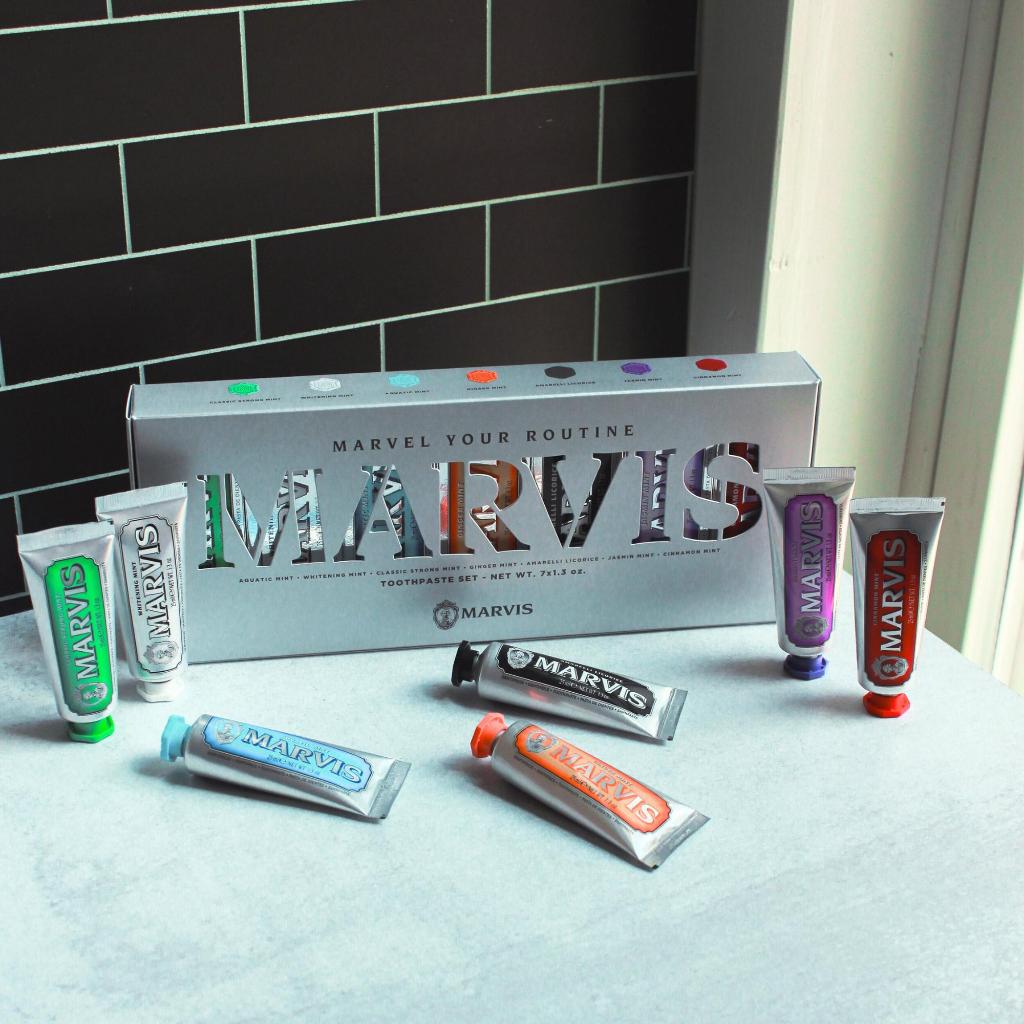 ยาสีฟันอิตาลีดั้งเดิม MARVIS มีให้เลือก 25ml 75ml และขนาด 85ml สําหรับลมหายใจสดชื่นและออกนอกบ้านมั่นใจ