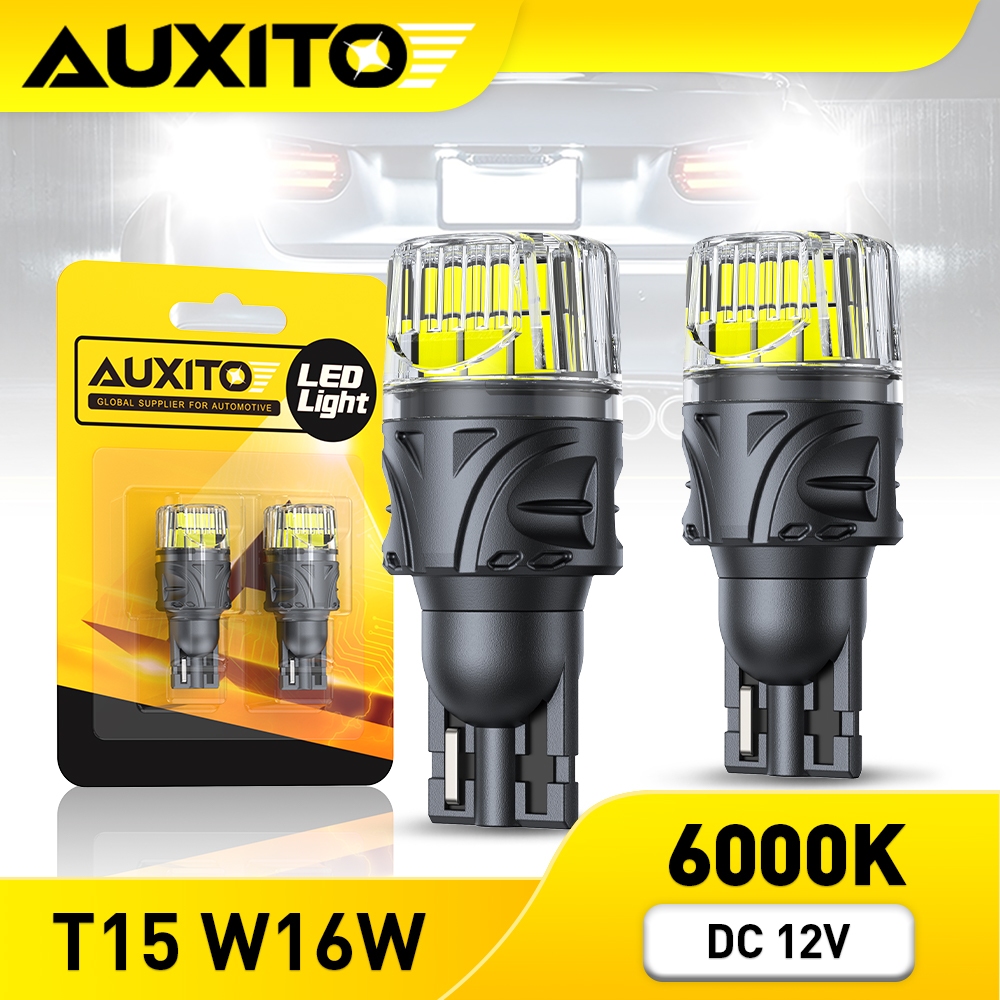 AUXITO AUXITO 2 ชิ้น W16W T15 ไฟสํารองไฟย้อนกลับ Canbus T15 สีเหลืองสําหรับไฟสัญญาณ