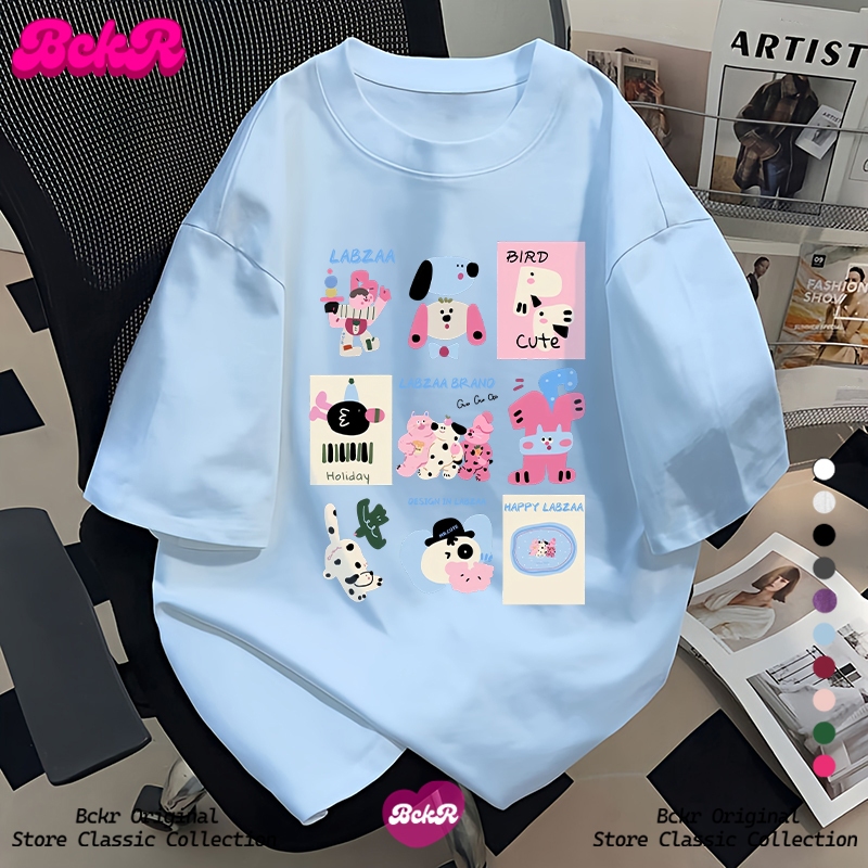 【จัดส่งตลอด 24 ชั่วโมง】🔥BCKR การ์ตูน กราฟฟิตีลายพิมพ์ เสื้อผญ เสื้อ😺oversize คอกลม เสื่อยืดYG3834