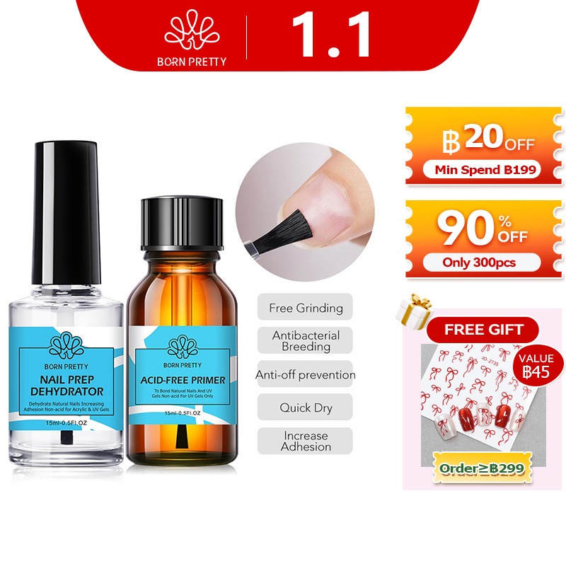Born Pretty อุปกรณ์ตกแต่งเล็บไพรเมอร์ไพรเมอร์สําหรับใช้ในการตกแต่งเล็บ 1 ขวด