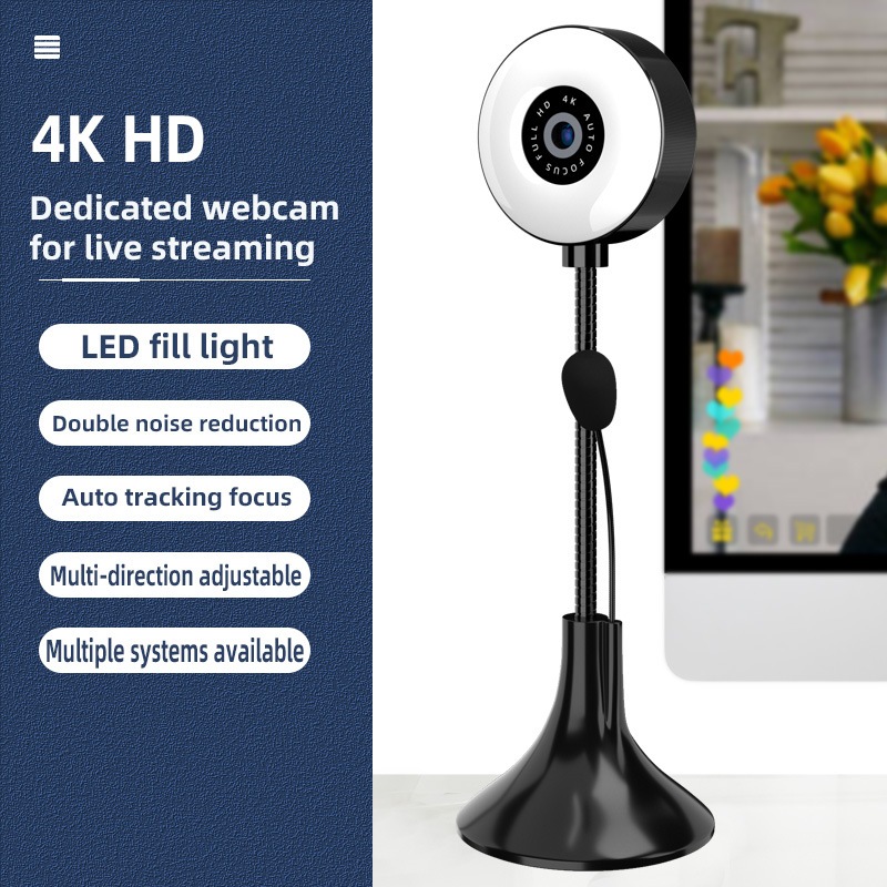 เว็บแคม 4K 1080p 60fps HD USB กล้องสําหรับ PC คอมพิวเตอร์แล็ปท็อปพร้อมไมโครโฟน Auto Focus Noise Canc
