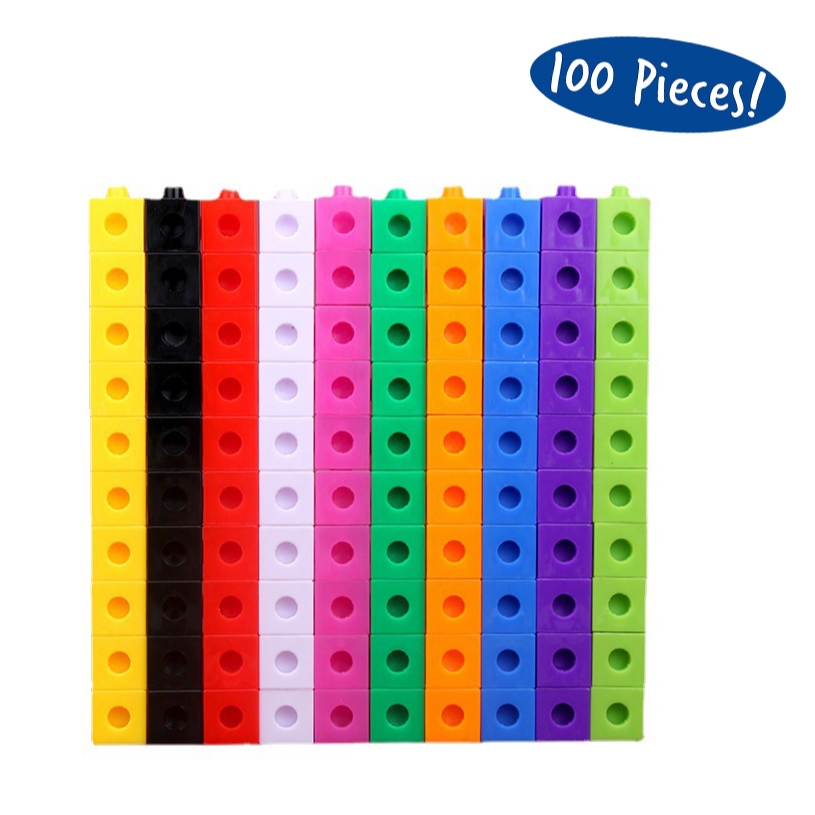 Montessori MathLink Cubes - ชุด 100 ก้อน, กิจกรรม STEM, หุ่นยนต์คณิตศาสตร์, อุปกรณ์โฮมสคูล, อุปกรณ์ครู