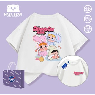 【จัดส่งภายใน 48 ชั่วโมง】เสื้อยืดคอตวัดแขนสั้นเด็ก NASA ผ้าฝ้…