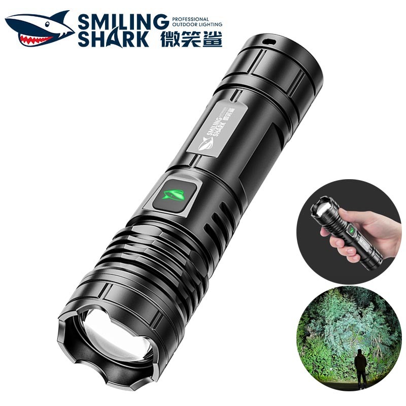 SmilingShark SD5404 ไฟฉาย led มินิ ทรงพลัง ยิงไกล 1 กม เล็ก คบเพลิง ซุปเปอร์ไบรท์ ซูมได้ 5โหมด Type-C ชาร์จใหม่ได้ น้ำหนักเบาและพกพาได้ กันน้ำสำหรับงานตั้งแคมป์